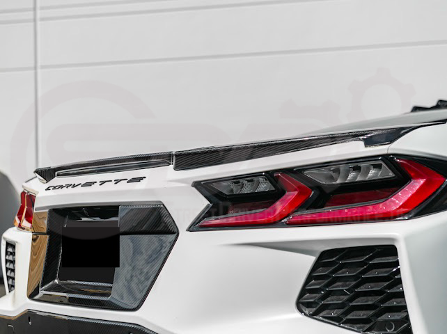 2020-Up Chevrolet Corvette C8 Stingray & Z51 | Carbon Fiber Rear Spoiler Wing Delete Hole Panel Cover